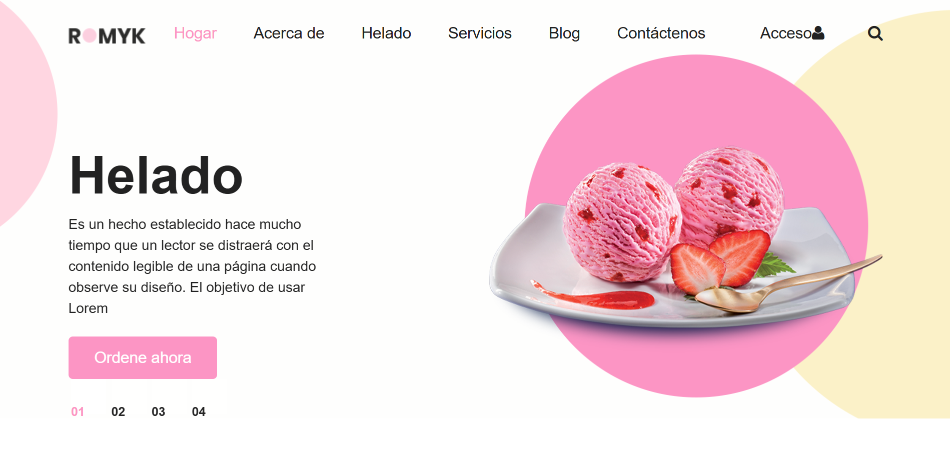 Página web de heladería con diseño moderno y atractiva experiencia de usuario
