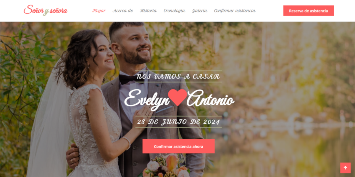 Sitio web de bodas con diseño personalizado y elegante